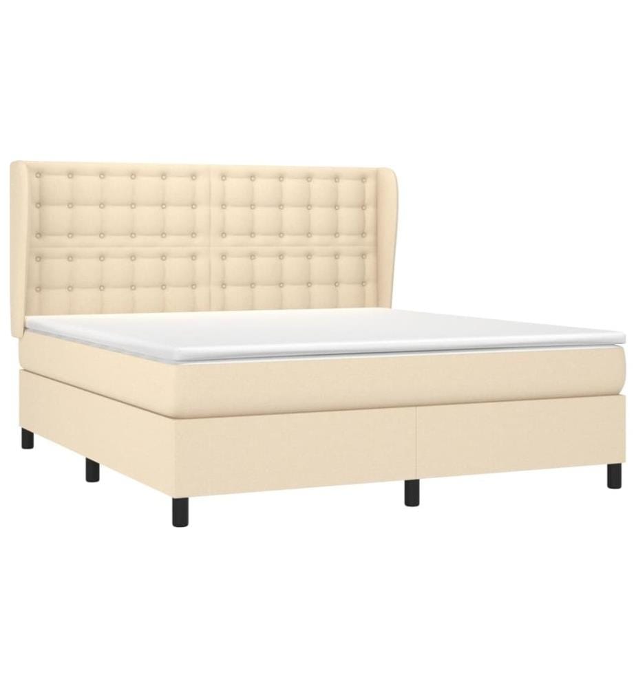 Sommier à lattes de lit avec matelas Crème 180x200 cm Tissu