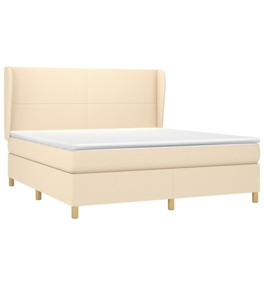 Sommier à lattes de lit avec matelas Crème 180x200 cm Tissu