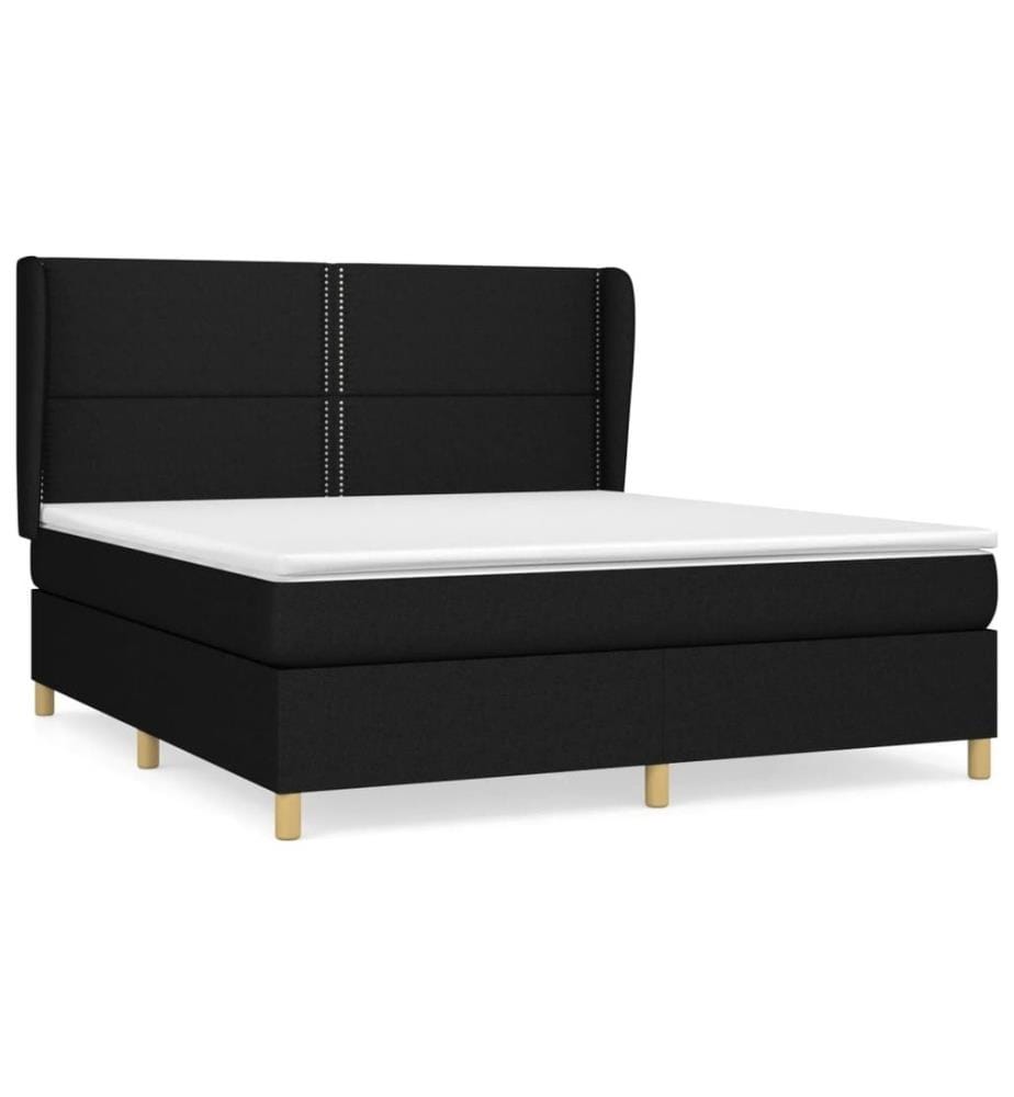 Lit à sommier tapissier avec matelas Noir 180x200 cm Tissu
