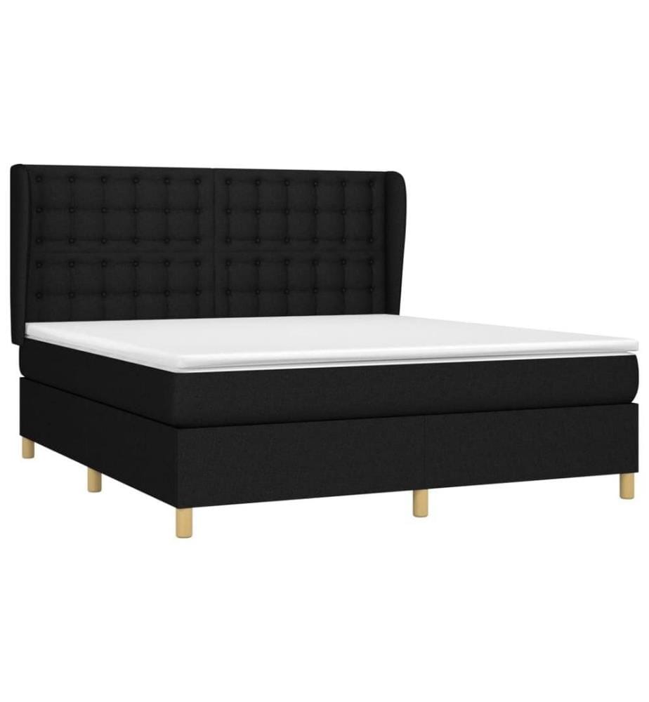 Lit à sommier tapissier avec matelas Noir 180x200 cm Tissu