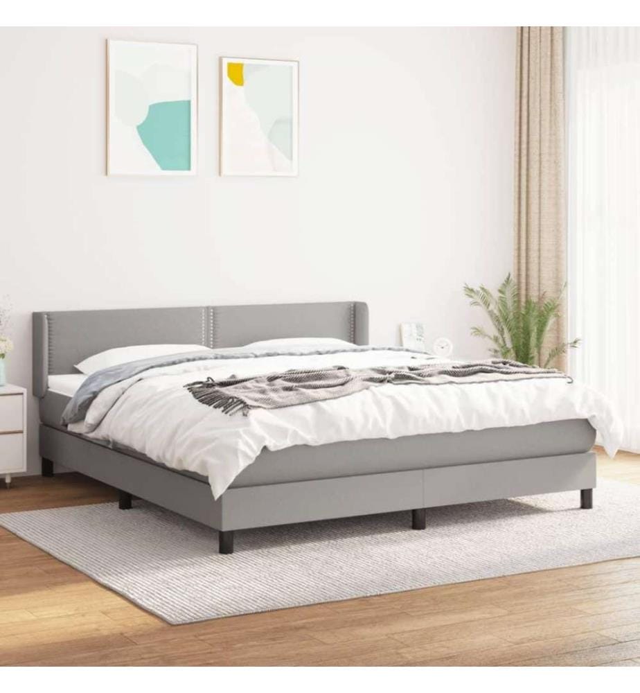 Boxspringbett mit Matratze Hellgrau 180x200 cm Stoff