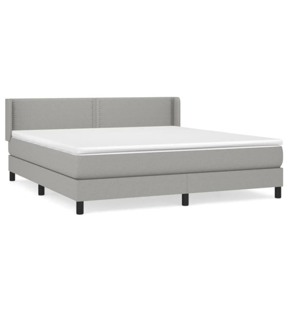 Boxspringbett mit Matratze Hellgrau 180x200 cm Stoff