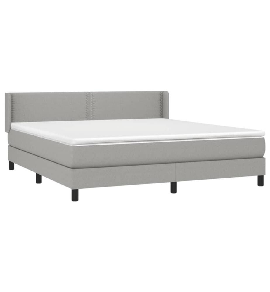 Boxspringbett mit Matratze Hellgrau 180x200 cm Stoff