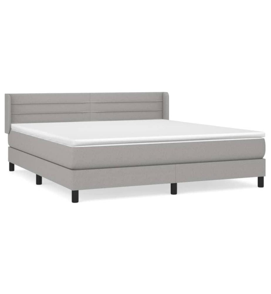 Boxspringbett mit Matratze Hellgrau 180x200 cm Stoff