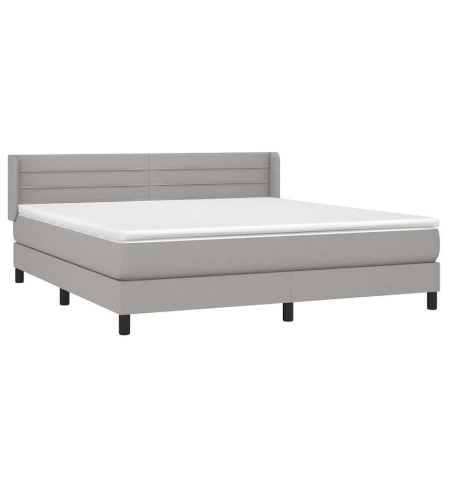 Boxspringbett mit Matratze Hellgrau 180x200 cm Stoff