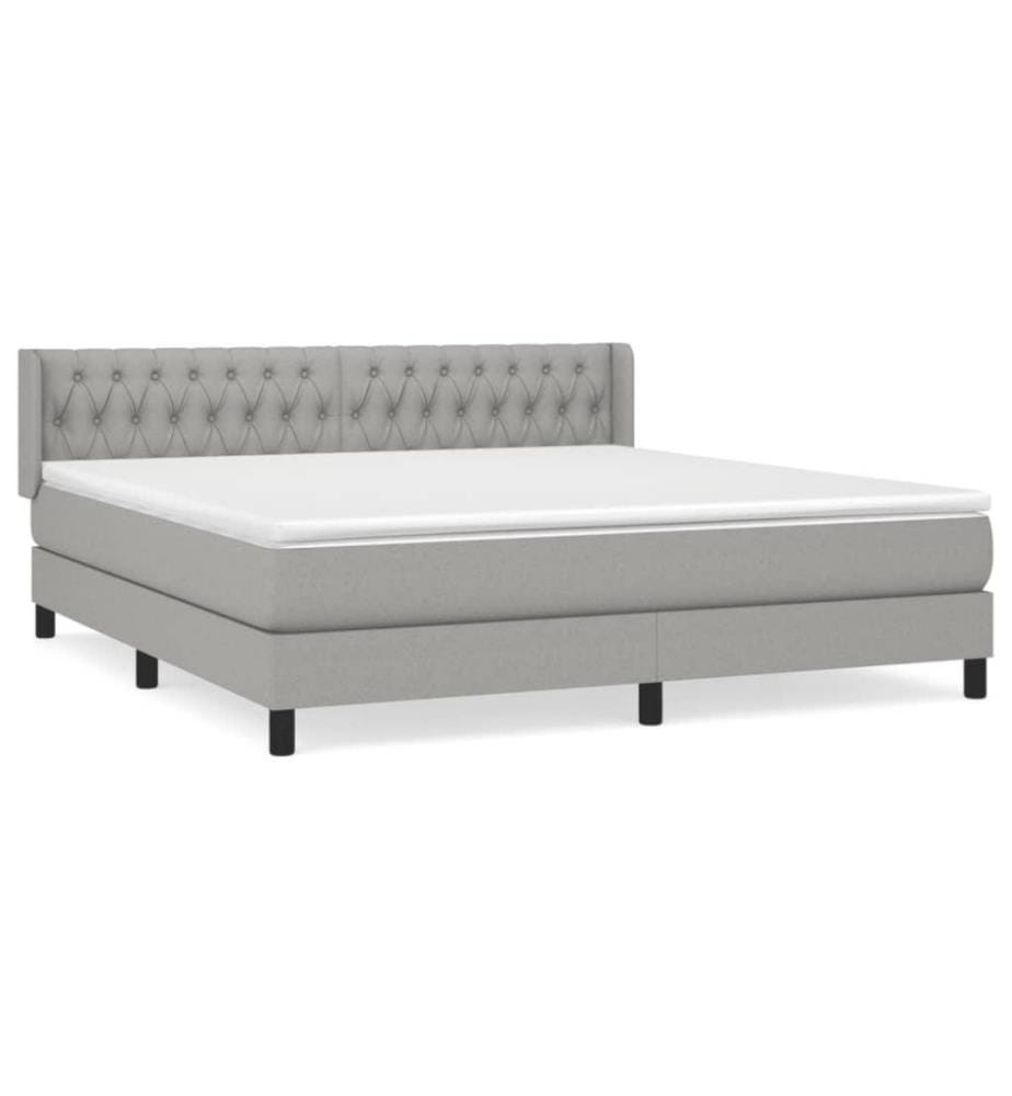 Boxspringbett mit Matratze Hellgrau 180x200 cm Stoff
