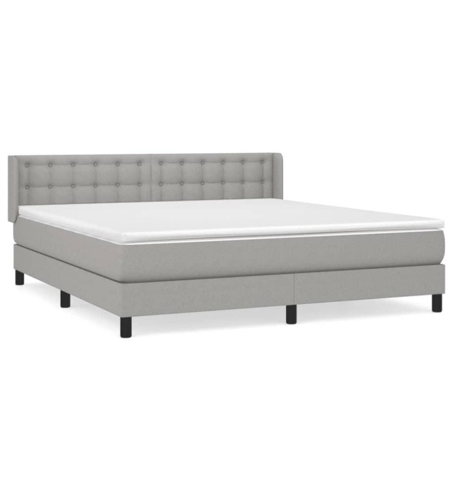 Boxspringbett mit Matratze Hellgrau 180x200 cm Stoff