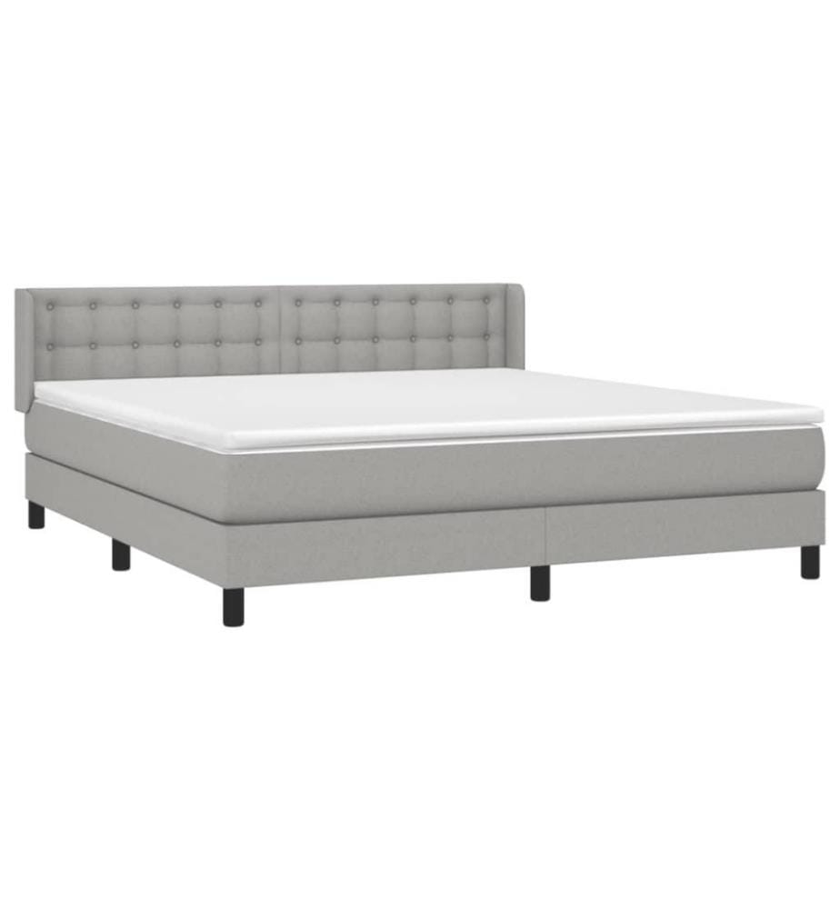 Boxspringbett mit Matratze Hellgrau 180x200 cm Stoff