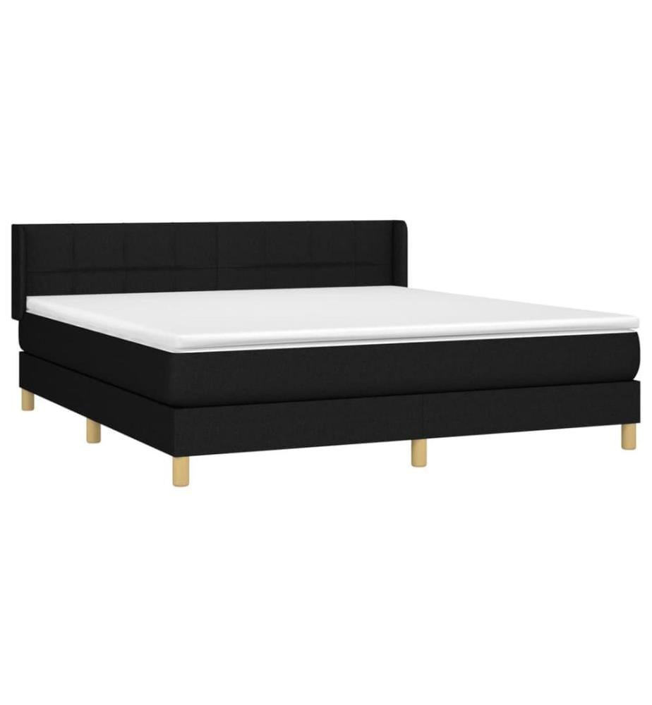 Lit à sommier tapissier avec matelas Noir 180x200 cm Tissu