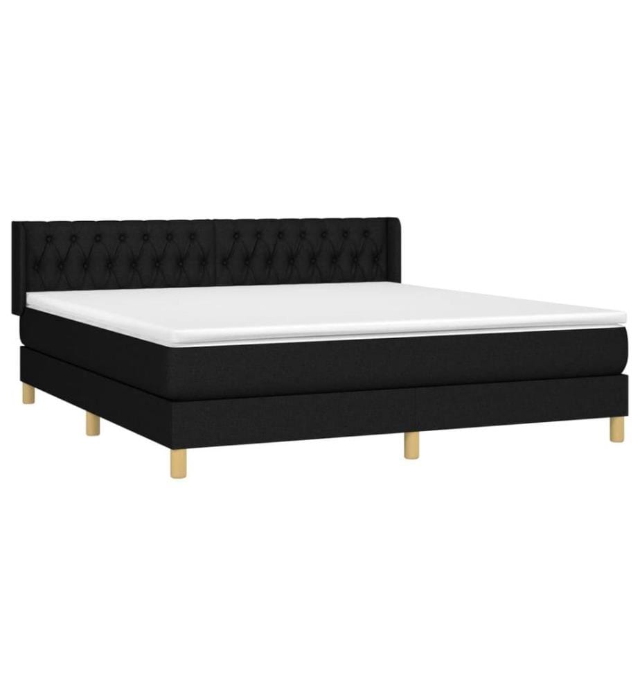 Lit à sommier tapissier avec matelas Noir 180x200 cm Tissu