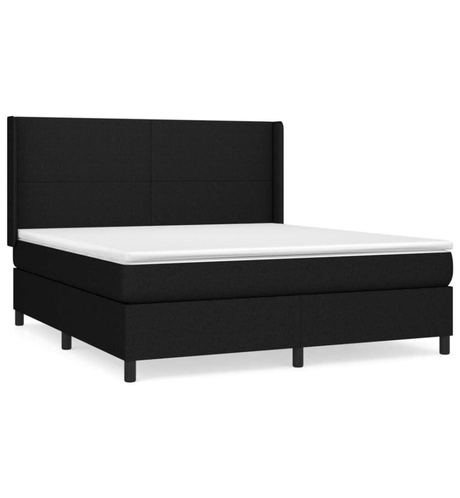 Lit à sommier tapissier avec matelas Noir 180x200 cm Tissu