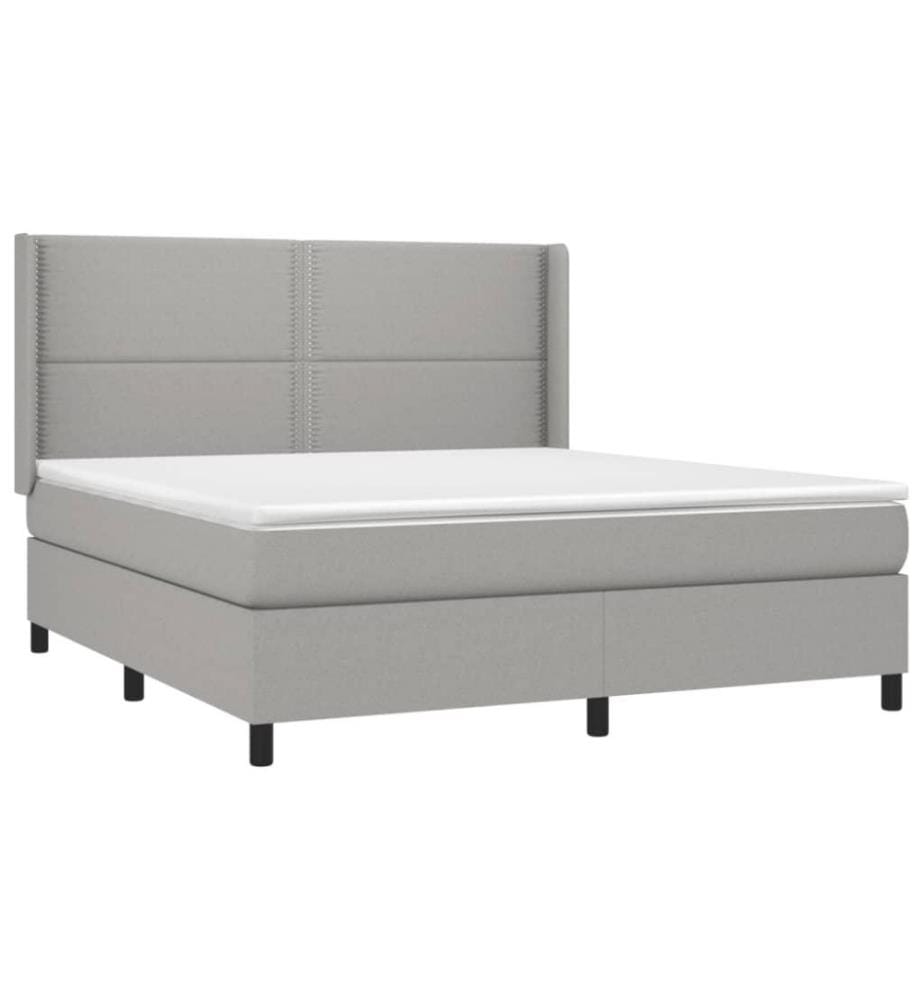 Boxspringbett mit Matratze Hellgrau 180x200 cm Stoff