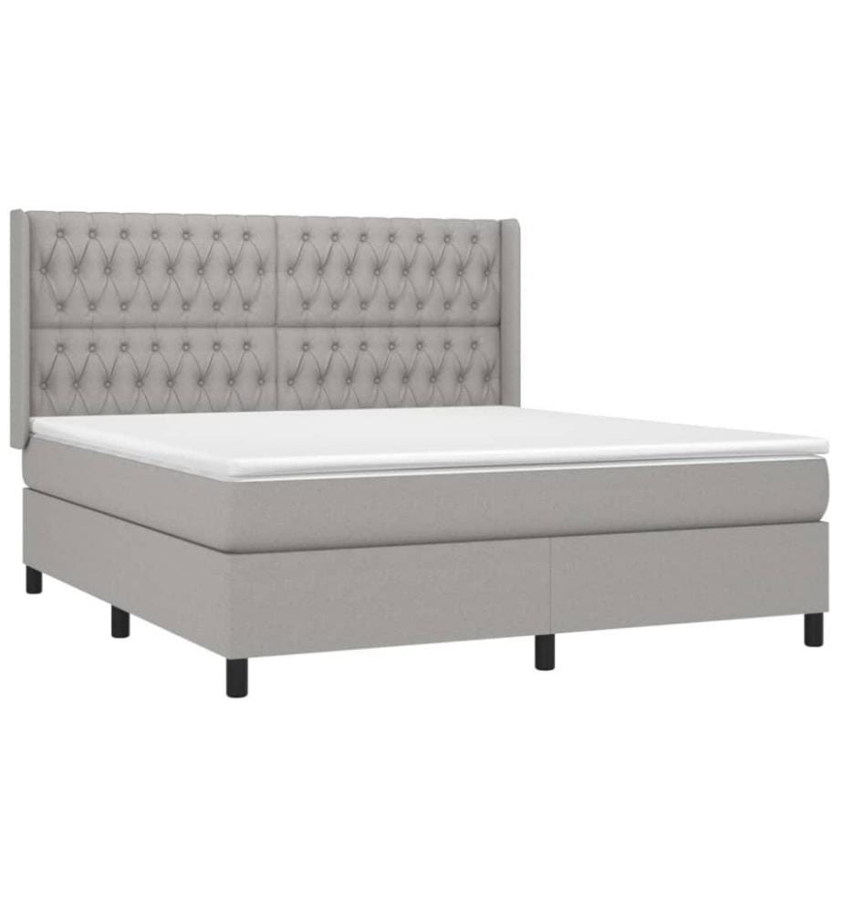 Boxspringbett mit Matratze Hellgrau 180x200 cm Stoff