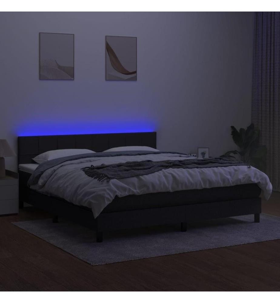 Boxspringbett mit Matratze & LED Schwarz 160x200 cm Stoff