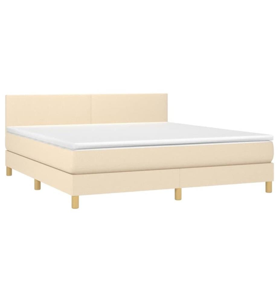 Boxspringbett mit Matratze & LED Creme 180x200 cm Stoff