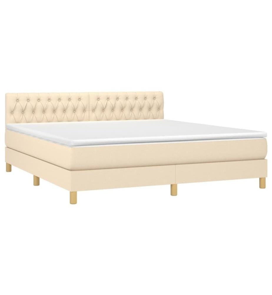 Sommier à lattes de lit avec matelas LED Crème 180x200 cm Tissu