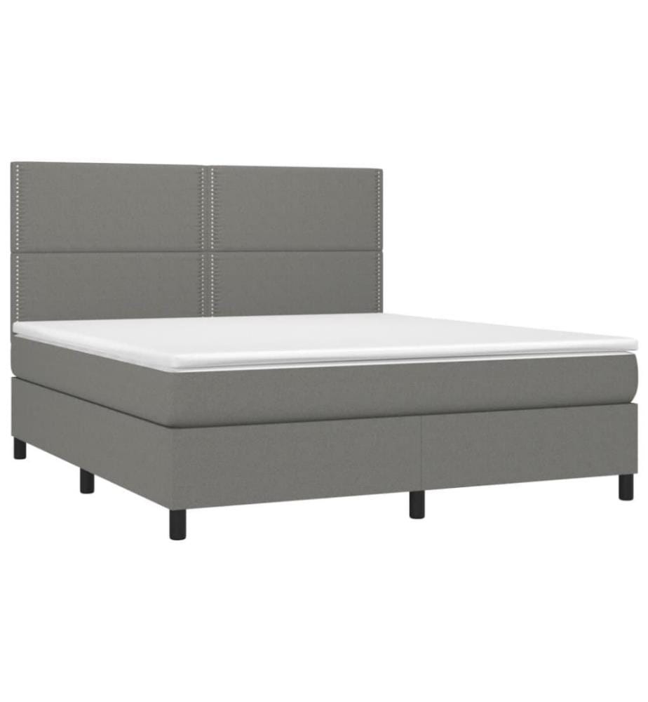 Boxspringbett mit Matratze & LED Dunkelgrau 180x200 cm Stoff