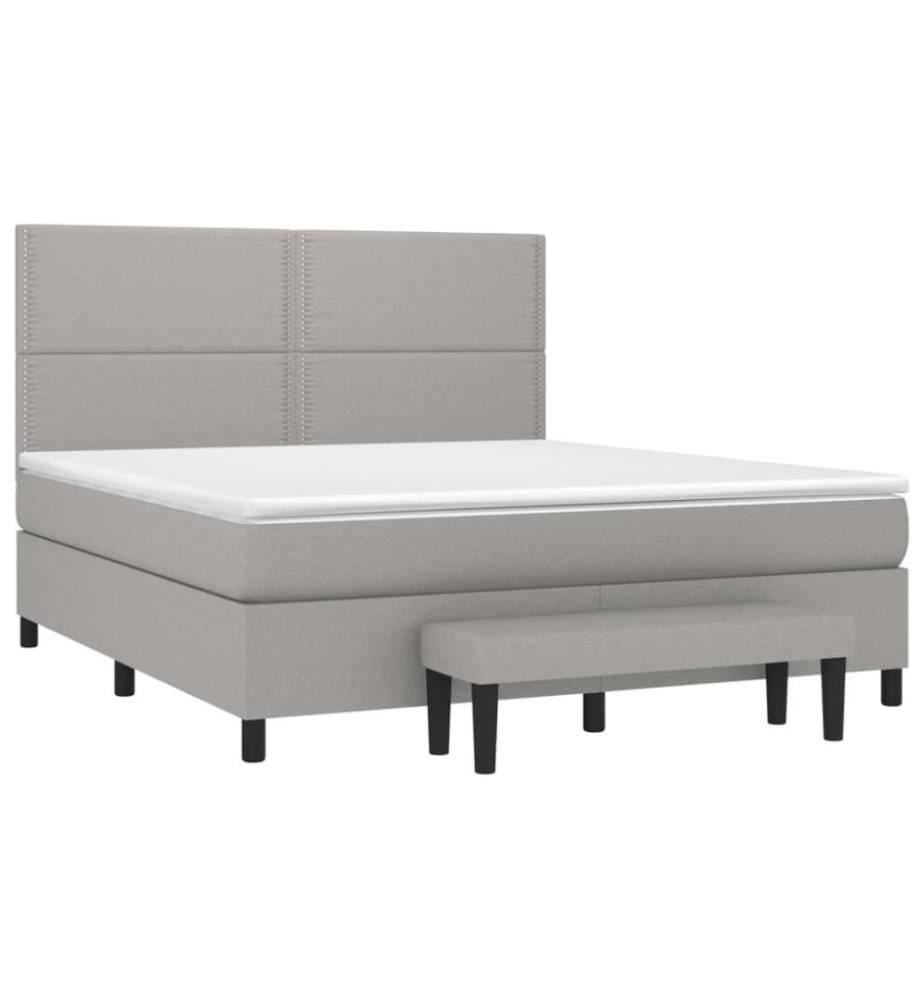 Boxspringbett mit Matratze Hellgrau 180x200 cm Stoff