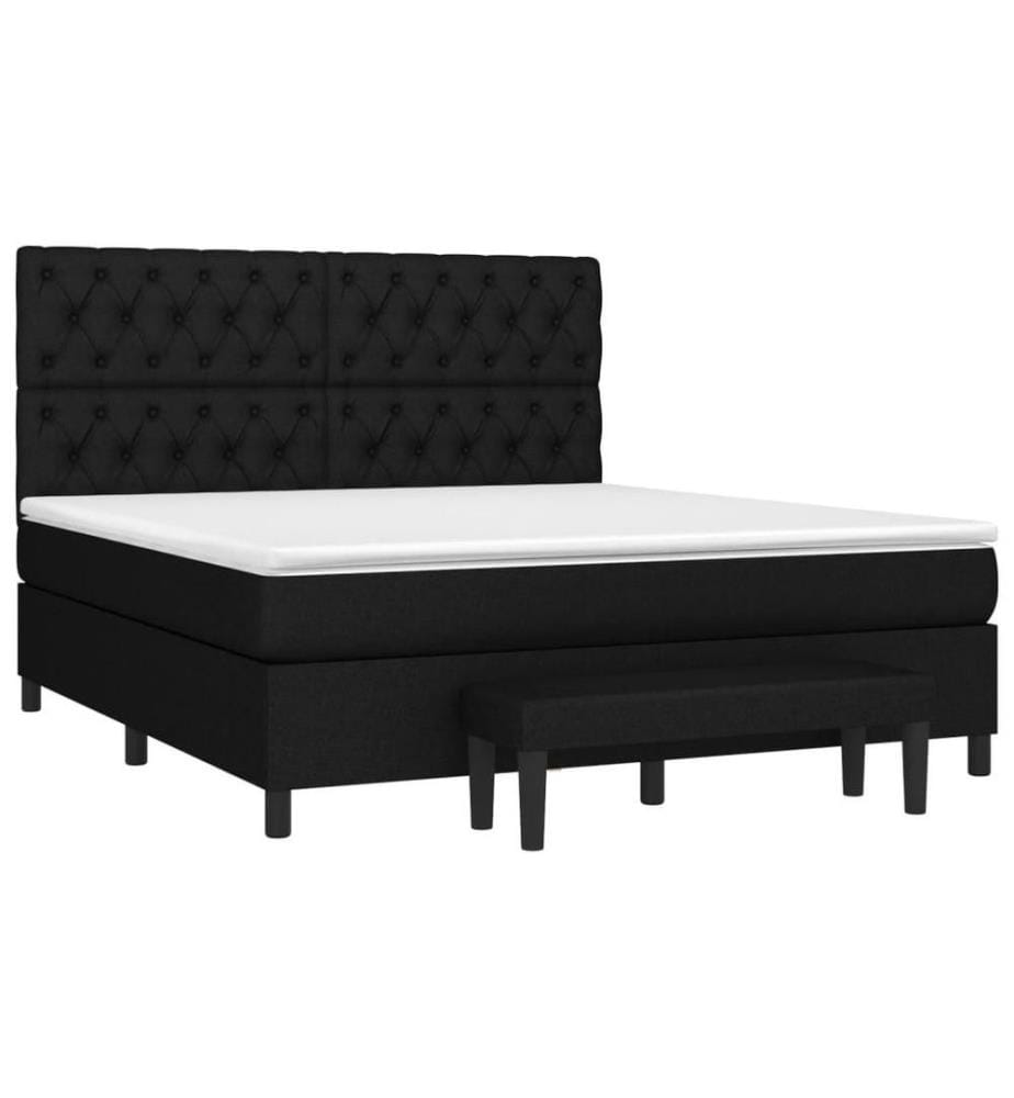 Lit à sommier tapissier avec matelas Noir 160x200 cm Tissu