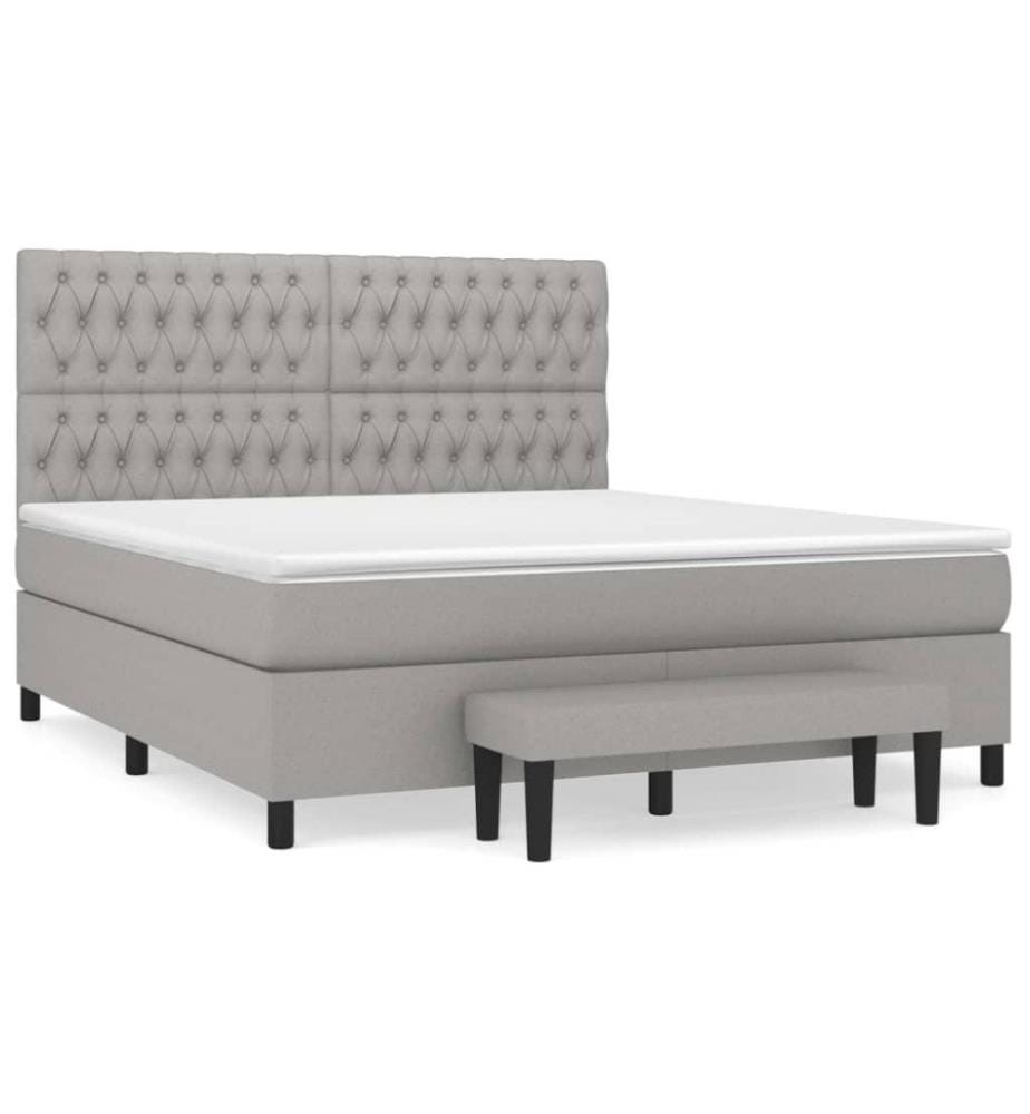 Lit à sommier tapissier avec matelas Gris clair 180x200cm Tissu