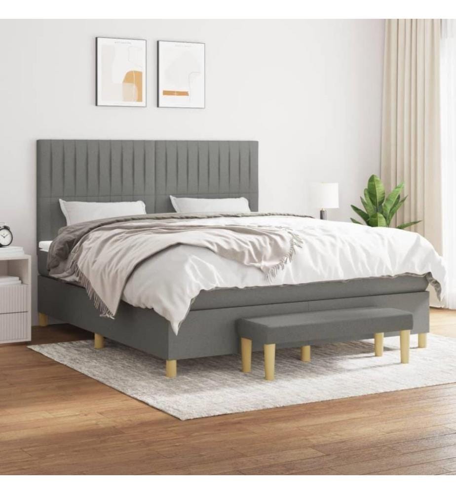 Boxspringbett mit Matratze Dunkelgrau 160x200 cm Stoff