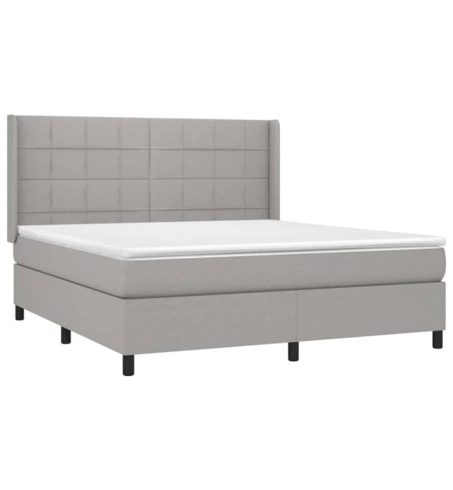 Boxspringbett mit Matratze & LED Hellgrau 160x200 cm Stoff