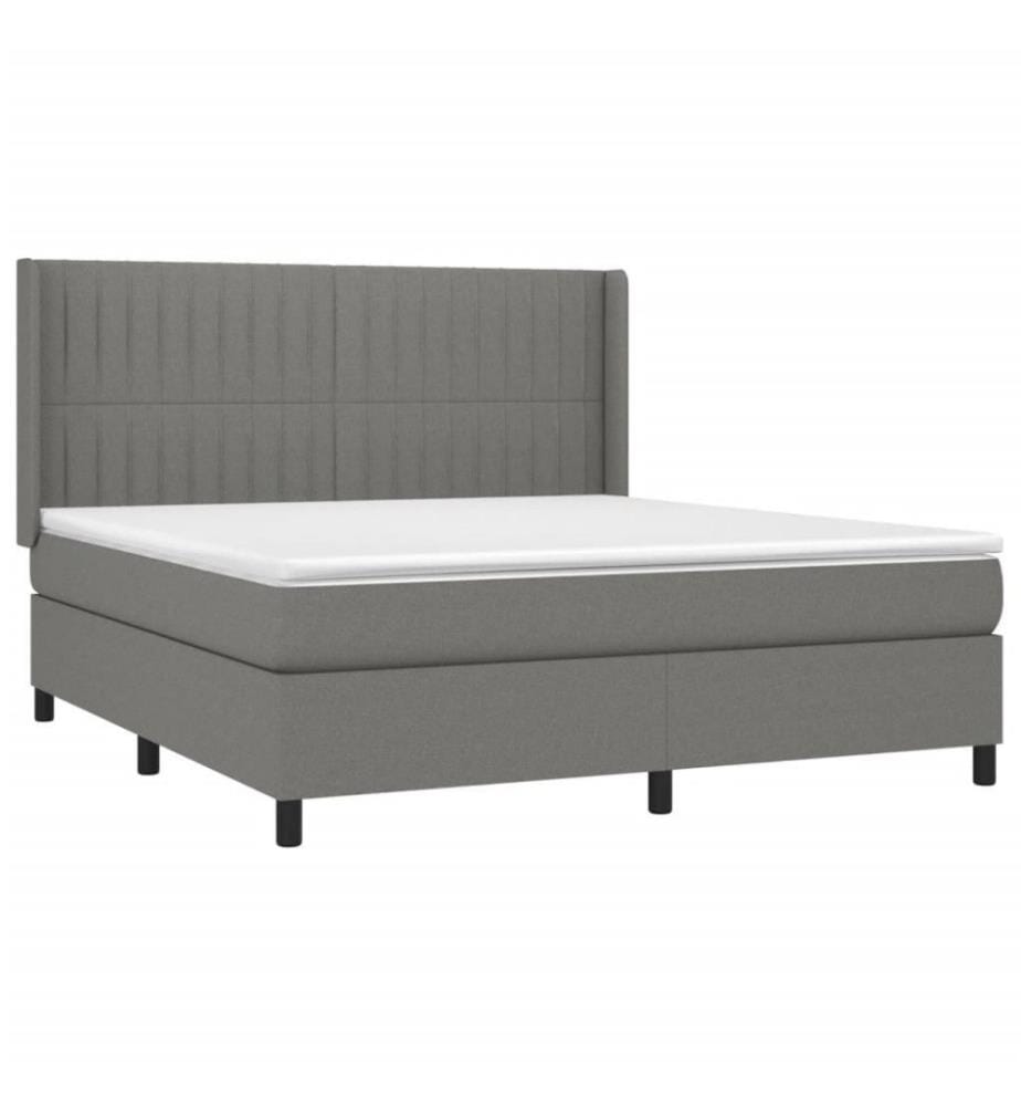 Boxspringbett mit Matratze & LED Dunkelgrau 160x200 cm Stoff