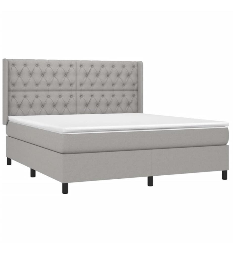 Boxspringbett mit Matratze & LED Hellgrau 160x200 cm Stoff
