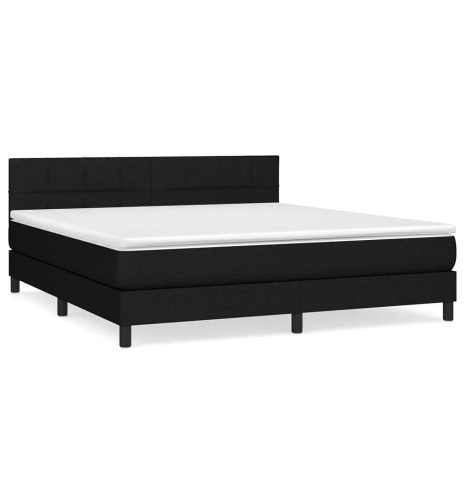 Lit à sommier tapissier avec matelas Noir 160x200 cm Tissu