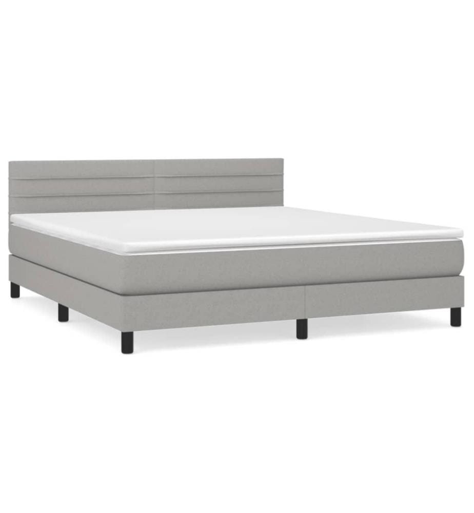 Boxspringbett mit Matratze Hellgrau 160x200 cm Stoff