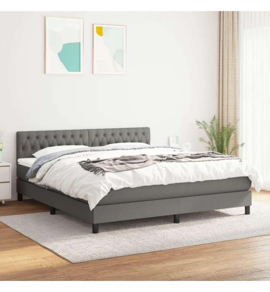 Boxspringbett mit Matratze Dunkelgrau 180x200 cm Stoff