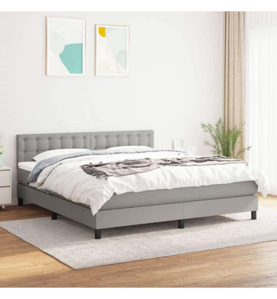 Boxspringbett mit Matratze Hellgrau 160x200 cm Stoff