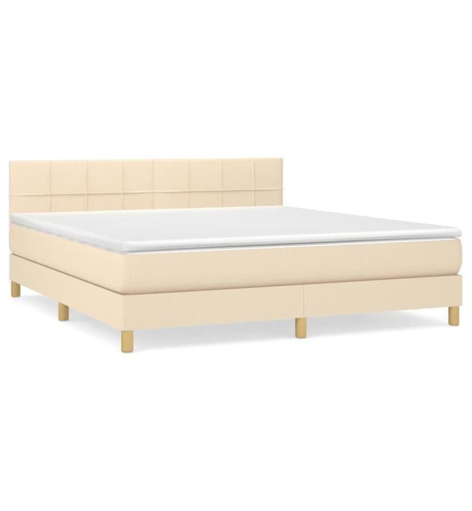Lit à sommier tapissier avec matelas Crème 160x200 cm Tissu