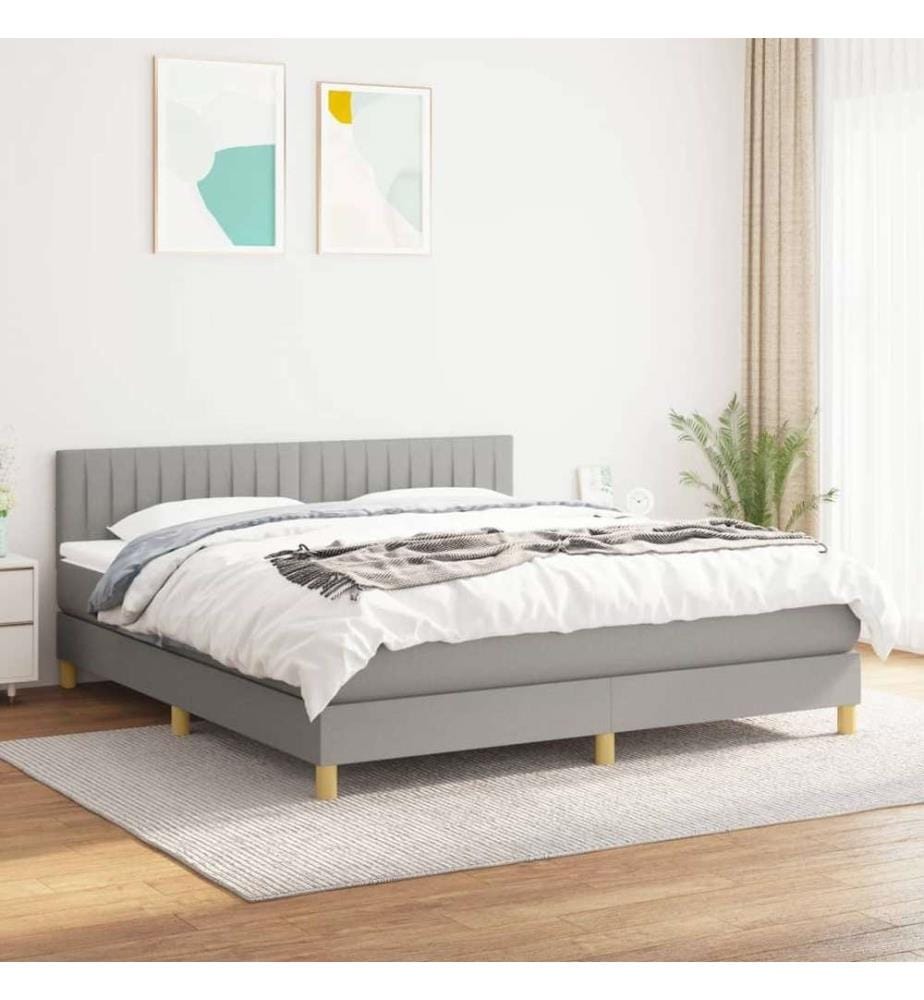 Boxspringbett mit Matratze Hellgrau 160x200 cm Stoff