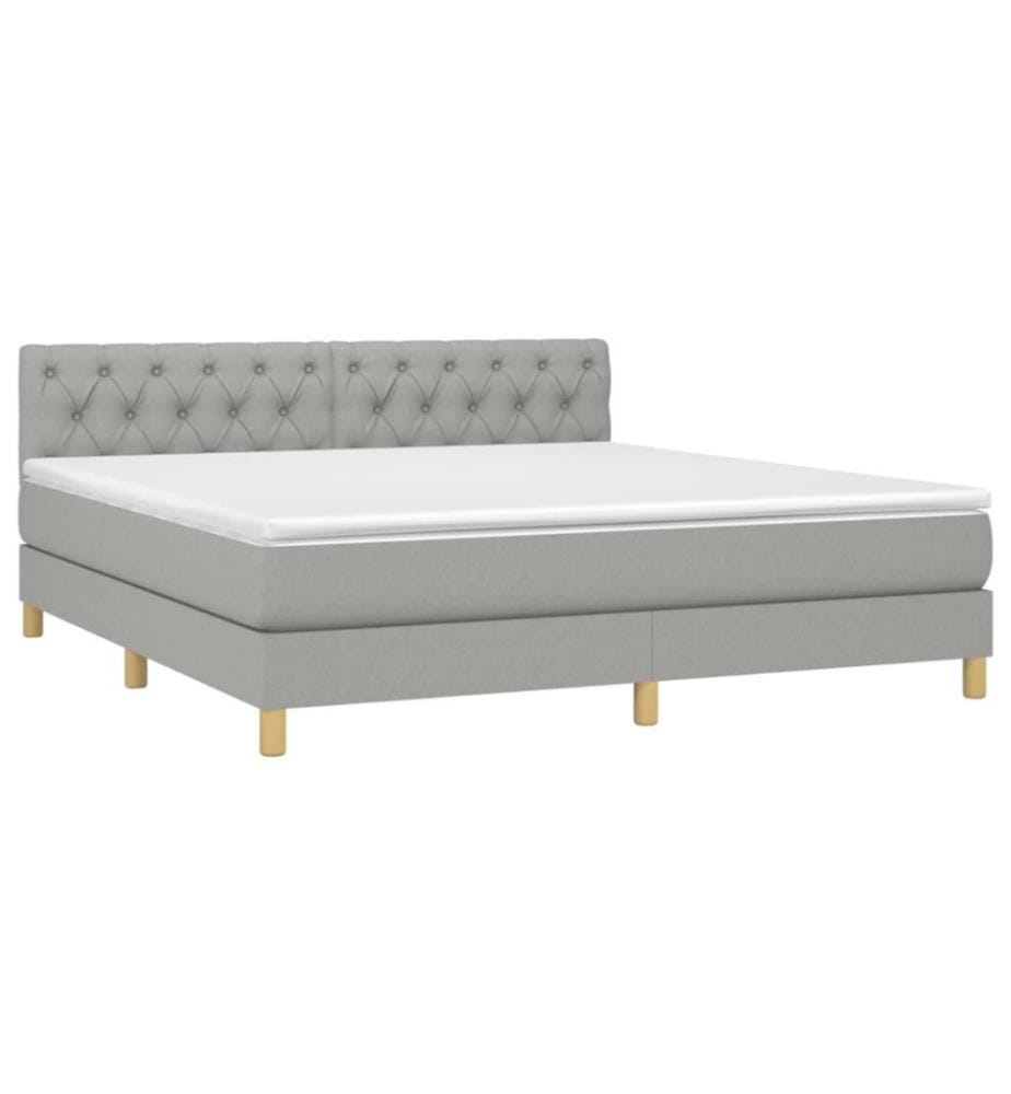 Boxspringbett mit Matratze Hellgrau 160x200 cm Stoff
