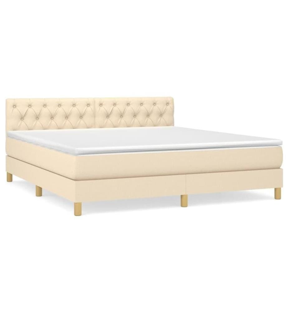 Lit à sommier tapissier avec matelas Crème 160x200 cm Tissu