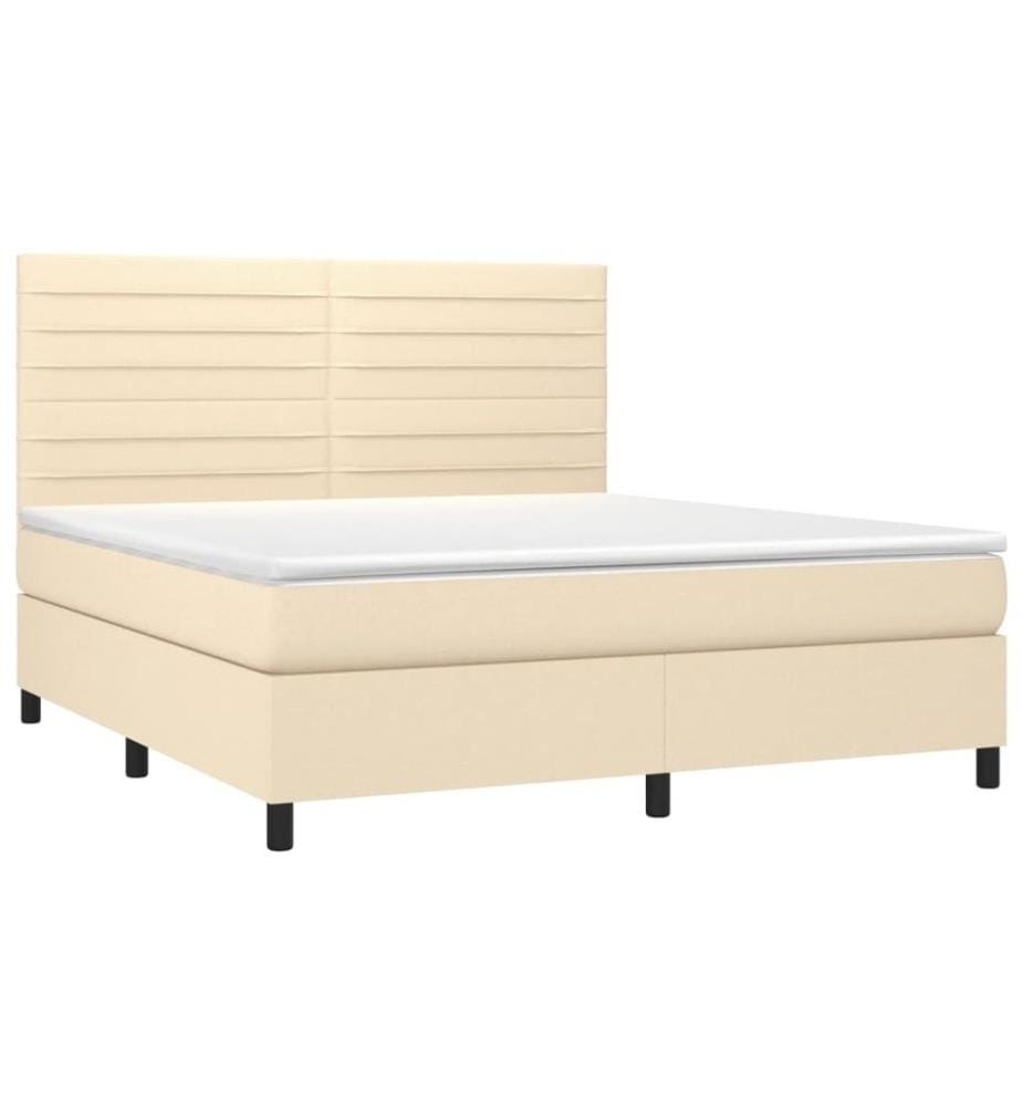 Sommier à lattes de lit avec matelas Crème 160x200 cm Tissu