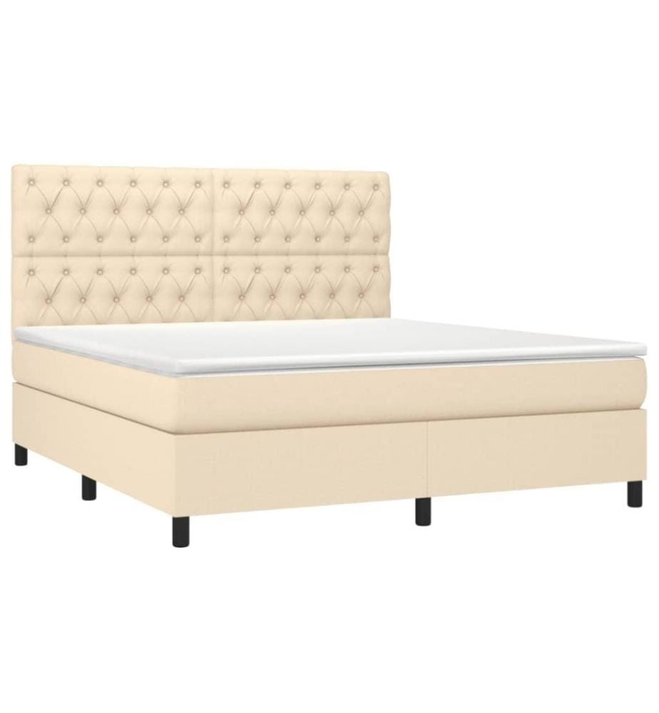 Lit à sommier tapissier avec matelas Crème 160x200 cm Tissu