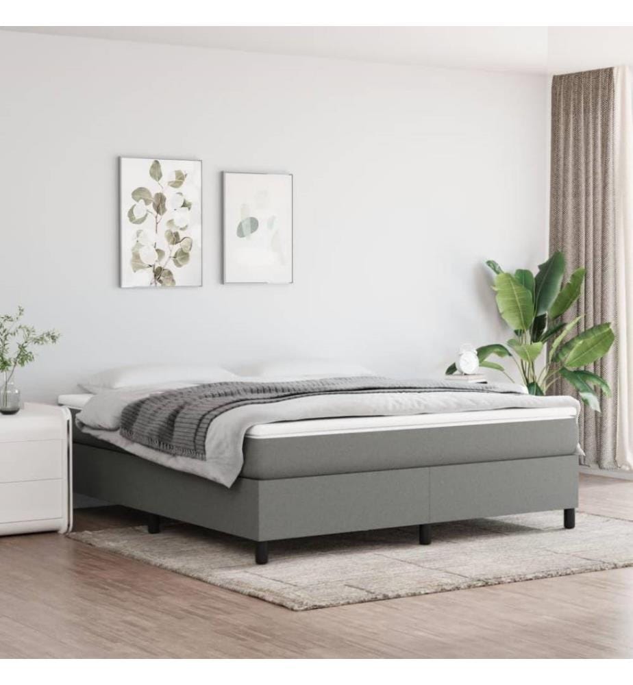 Boxspringbett mit Matratze Dunkelgrau 160x200 cm Stoff
