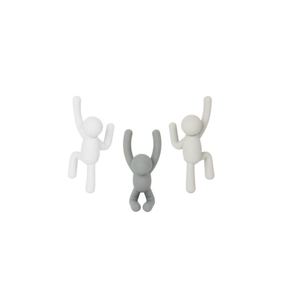 UMBRA - Crochet mural Buddy Blanc/teintes de gris, plastique