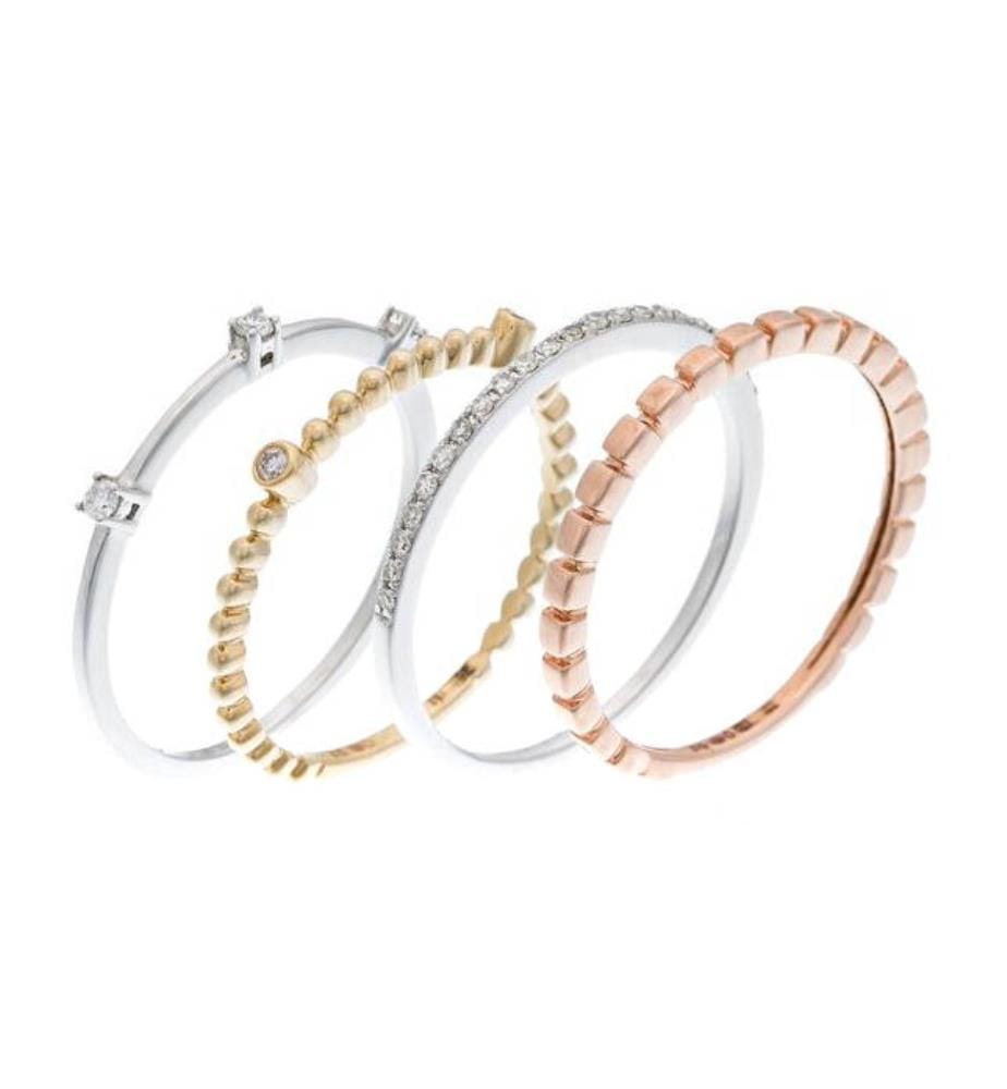 Set aus 4 Ringen Harmonie - Tricolor Gold 375/1000