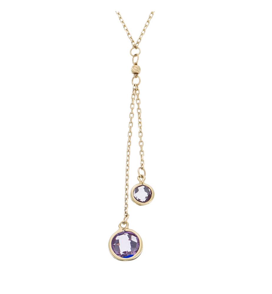 Amethyst-Duo-Halskette - Gelbgold 375/1000