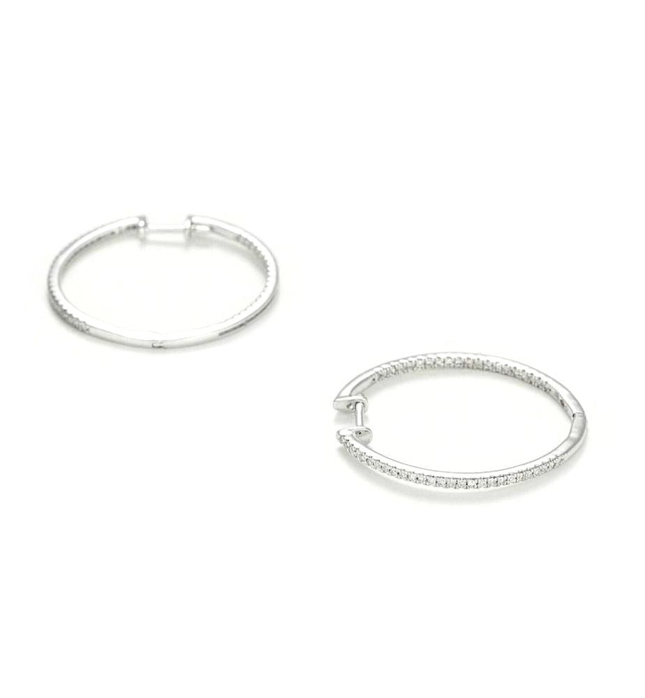 Boucles d'Oreilles Créoles de - Or Blanc 375/1000