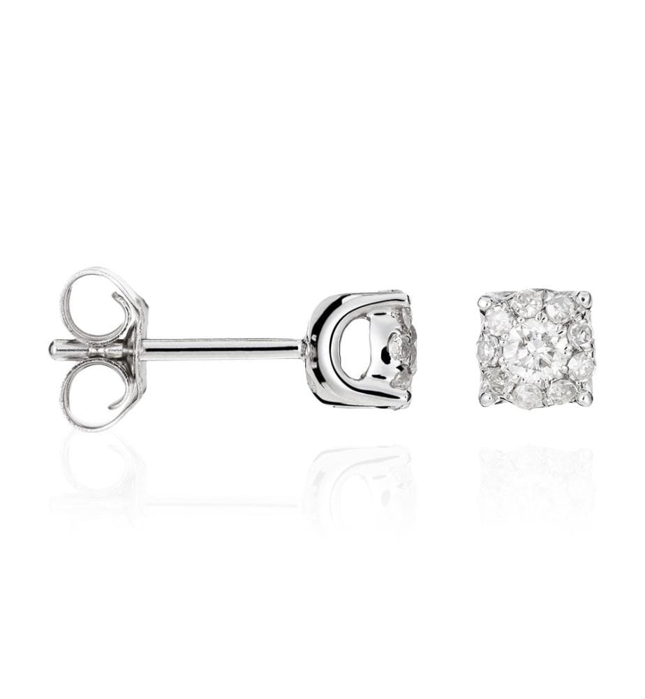Boucles d'Oreilles Brillant Luciana - Or Blanc