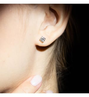 Boucles d'Oreilles Single Diamond - Or Blanc 750/1000