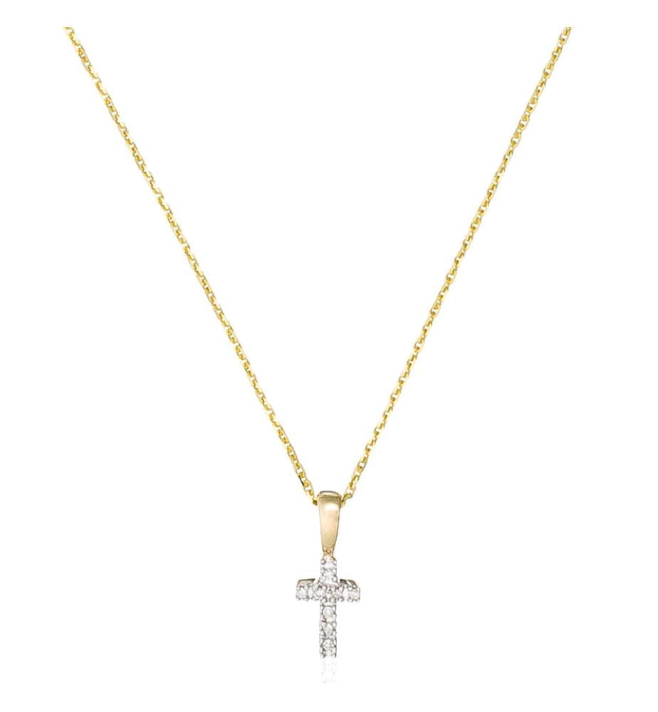 Anhänger Mini Kreuz - Gelbgold 750/1000