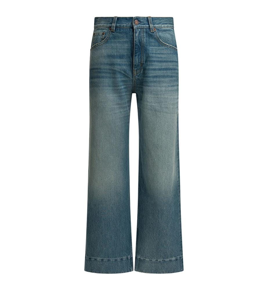 Jeans corti a gamba larga - Blu