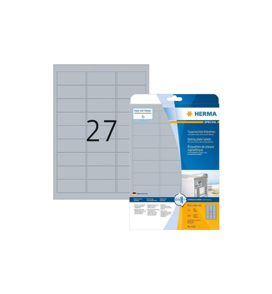 HERMA - Étiquettes de plaque signalétique 4222 63.5 x 29.6 mm