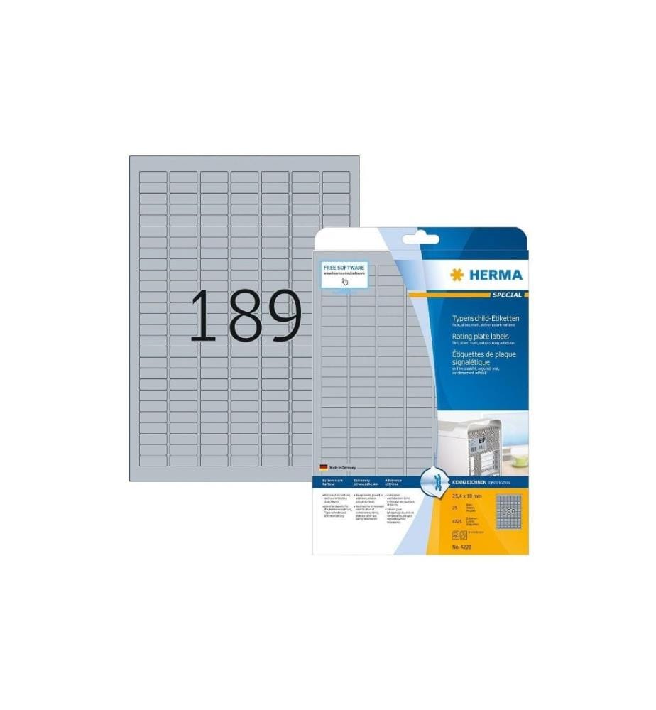 HERMA - Étiquettes de plaque signalétique 4220 25 x 10 mm