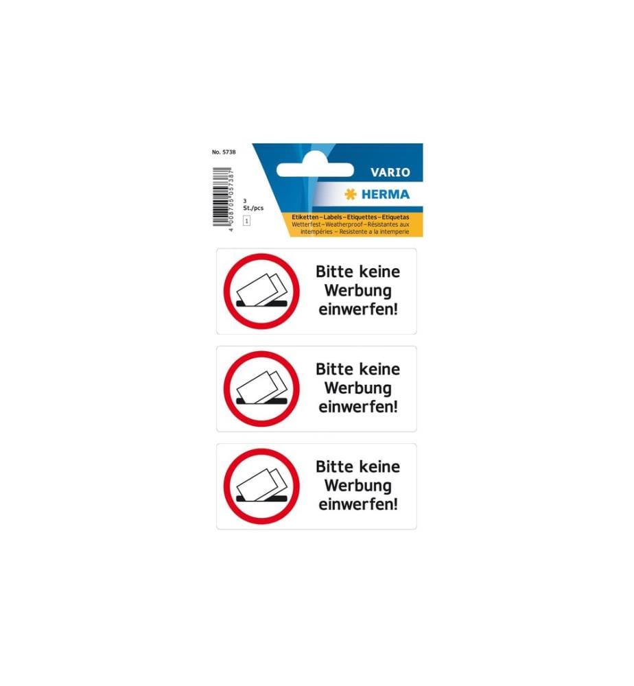 HERMA - Stickers Text-Etiketten 84 x 120 mm Bitte keine Werbung einwerfen